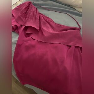 BCBG Maxzaria silk Pink One-Shoulder Dress